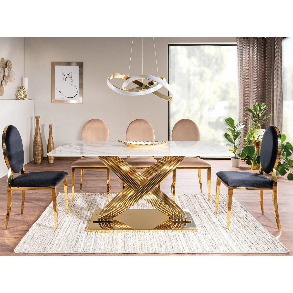 SI HECTOR Fehér, Arany design Étkezőasztal